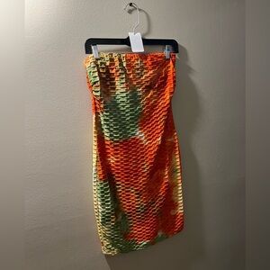 Waffle print tube dress